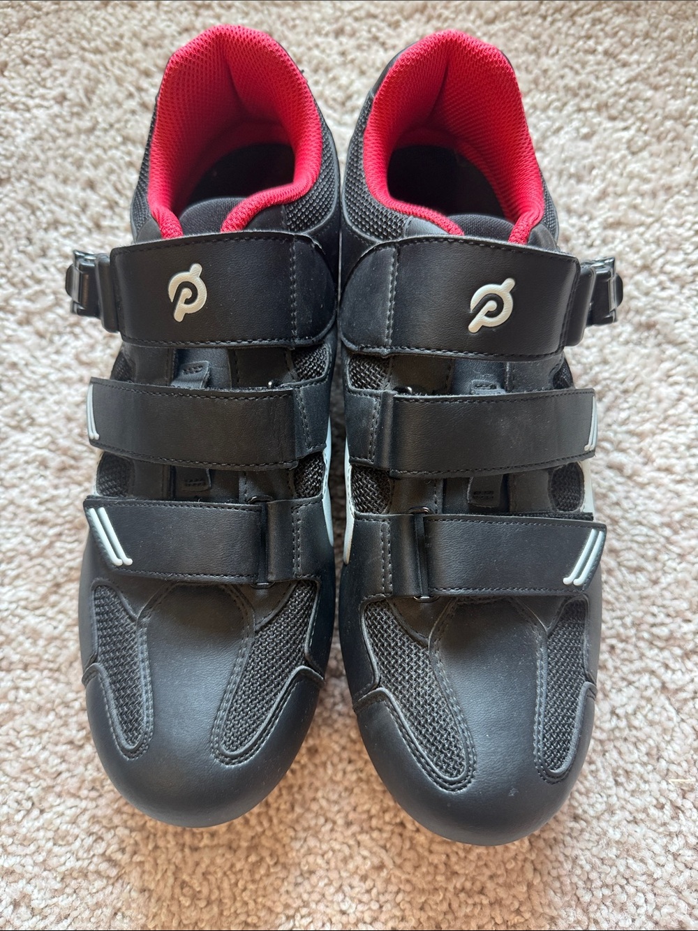 Peloton Cycling Shoes Size 44 Black Red w/ Cleats